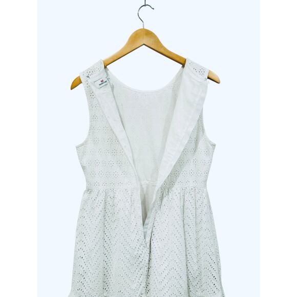Vineyard Vines White Eyelet Ruffle Bottom Fit Flare Sleeveless Allamanda Dress 6 - Picture 10 of 12